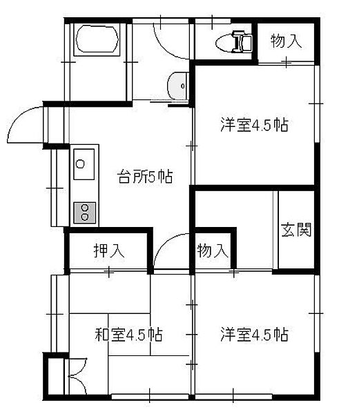 日貸家 L3｜宮崎県宮崎市大字田吉(賃貸一戸建3DK・--・45.53㎡)の写真 その2