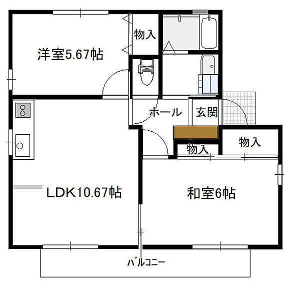 ルミナス A201｜宮崎県宮崎市恒久５丁目(賃貸アパート2LDK・2階・53.00㎡)の写真 その3