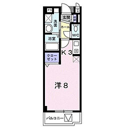 シールド青葉 1Kの間取図画像