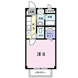 ビバーチェ 1Kの間取図画像