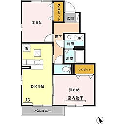 Nコート 2DKの間取図画像