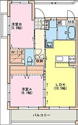 シャルテハイム 2LDKの間取図画像