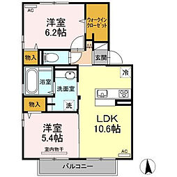 ボンボヌールM&N 2LDKの間取図画像