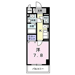 サンライズ 江平中町 1Kの間取図画像