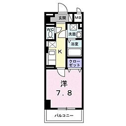 サンライズ 江平中町 1Kの間取図画像