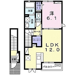 リナセント  1LDKの間取図画像