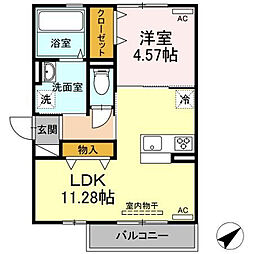 宮崎市大塚町田淵ケ原アパート 1LDKの間取図画像