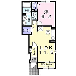 アルバ ウエスト 1LDKの間取図画像