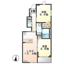 K2彩雅 2LDKの間取図画像
