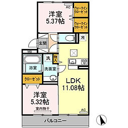 オアシス加納3 2LDKの間取図画像