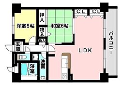 ダイアパレス若草町 2LDKの間取図画像