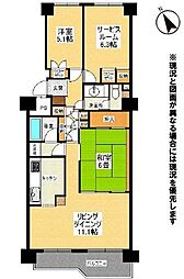 おおやちビレジ1号棟 2SLDKの間取図画像