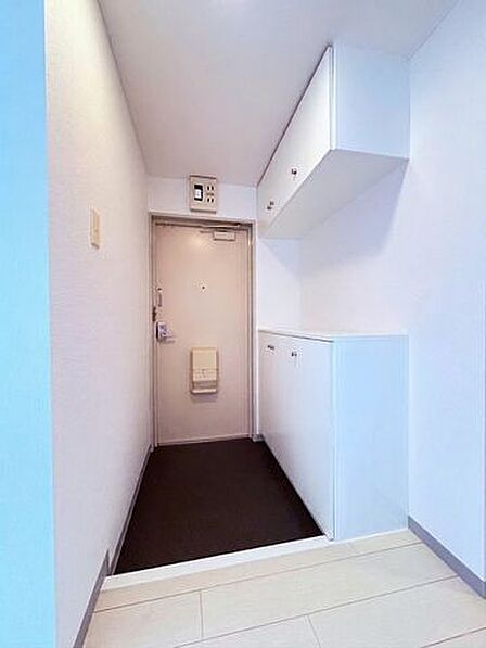 収納力のあるシューズボックスを備えた玄関。※写真はCG加工を施しています