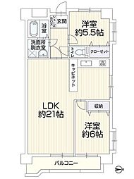 エメラルドマンション野田 2LDKの間取図画像