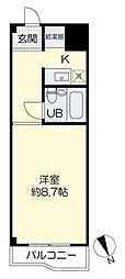 チサンマンション倉敷 1Kの間取図画像