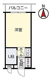 アルファ清心町1 1Kの間取図画像