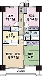 グリーンヒル明野 3LDKの間取図画像