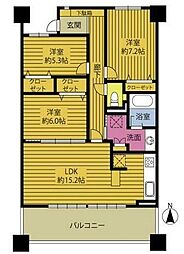 サーパス中津留 3LDKの間取図画像