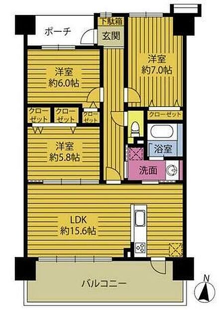3LDK 間取り