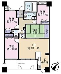 エイルマンション大道コンフォート 4LDKの間取図画像