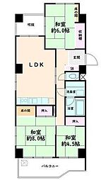 ヴィラ城崎 3LDKの間取図画像