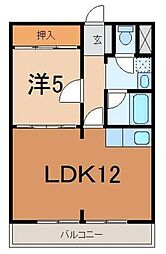 サンハイツ大手町 1LDKの間取図画像