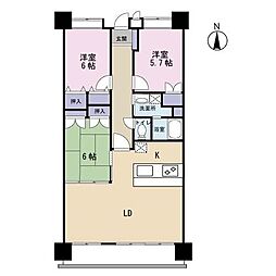 アスティオン新町 3LDKの間取図画像