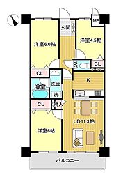 ライオンズマンション安城横山第2 3LDKの間取図画像