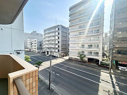 【眺望】前面道路に面しており、空を広く見渡せる開放感のあるバルコニーからの眺望です。