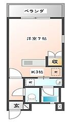 エテラ・クッカ古波蔵 1Kの間取図画像