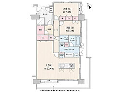 ライオンズ美浜マリンシティ 2LDKの間取図画像