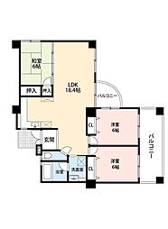 コートヴィレッジ山下町 3LDKの間取図画像