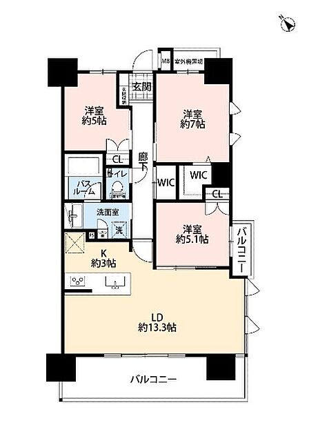3LDK 間取り