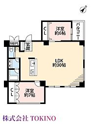 グリーンハイツ那覇 2LDKの間取図画像