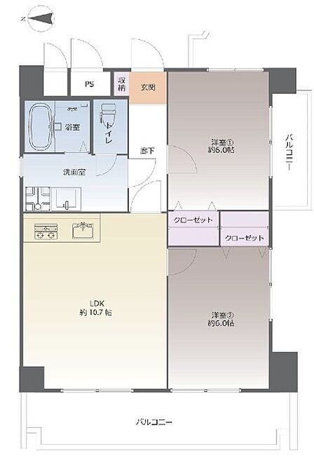 2LDK 間取り
