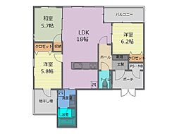 エンジョイホーム曙 3LDKの間取図画像