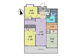ライオンズヒルズ具志 3LDKの間取図画像