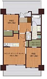 プレミアムアクシスエンズ那覇楚辺 2LDKの間取図画像
