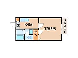 ソレアード 1Kの間取図画像