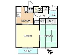 ゴールド・ハイツB 2DKの間取図画像