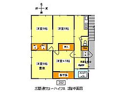 ワコーハイツA棟 4Kの間取図画像