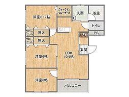 ヒーローマンションリヴェール 3LDKの間取図画像