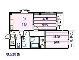 アーバンハイム 2DKの間取図画像