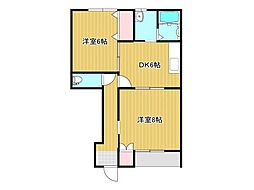 フレッセ徳町1 2DKの間取図画像