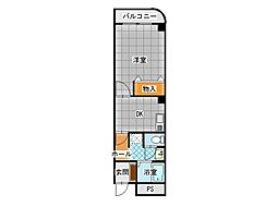 シティガーデン南通2号棟 1DKの間取図画像