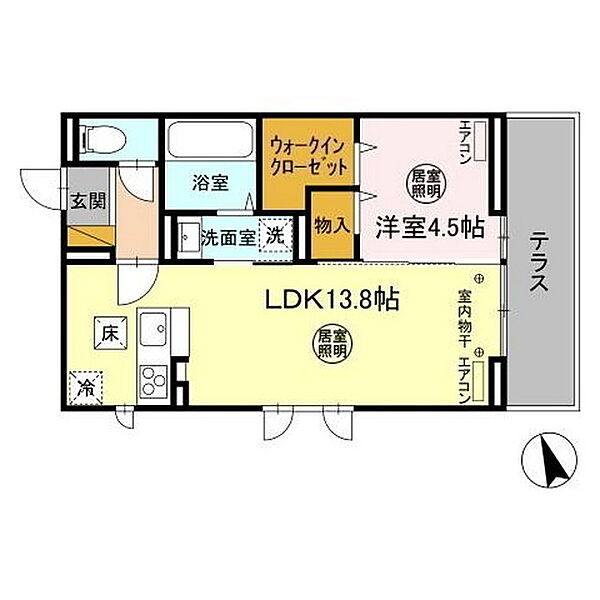 マルメンテ 105｜茨城県水戸市三の丸3丁目(賃貸アパート1LDK・1階・45.29㎡)の写真 その2