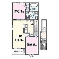 ミニョン　クロヌ 201 ｜ 茨城県水戸市堀町（賃貸アパート2LDK・2階・59.58㎡） その2