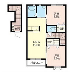 Amazing CoatI(アメージングコート1) 2階2LDKの間取り