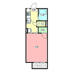 ルミエールＡ棟 2階1Kの間取り