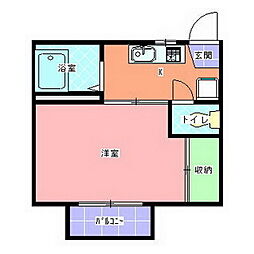 錦ハイツB 1Kの間取図画像